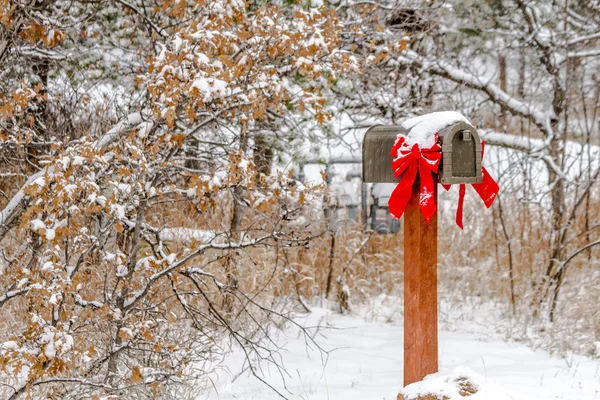 Neve coberto caixa de correio de férias — Fotografia de Stock
