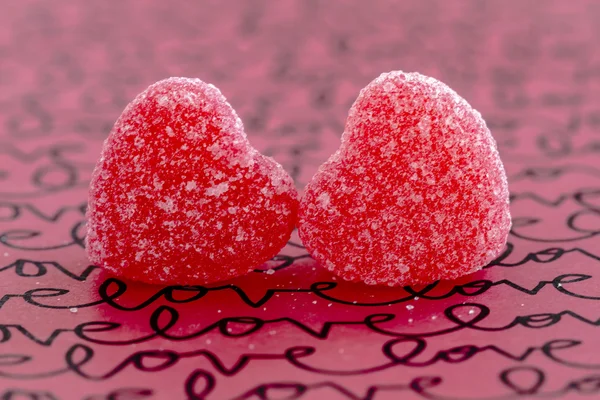 Sevgililer günü kalp şeker ve tanımlama bilgileri — Stok fotoğraf