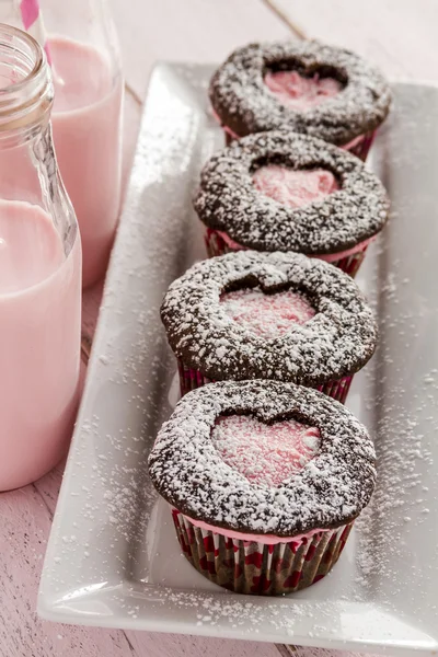 Dia dos Namorados Coração recorte Cupcakes — Fotografia de Stock
