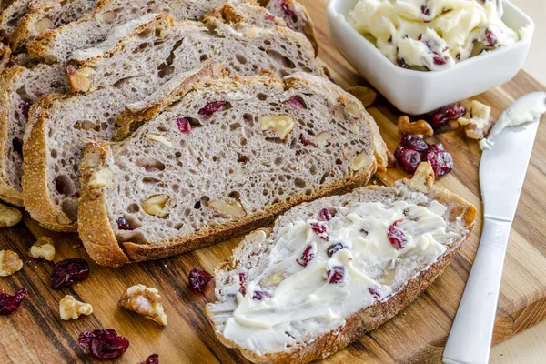 Fresh Baked Cranberry Walnut Bread — Stock Photo, Image