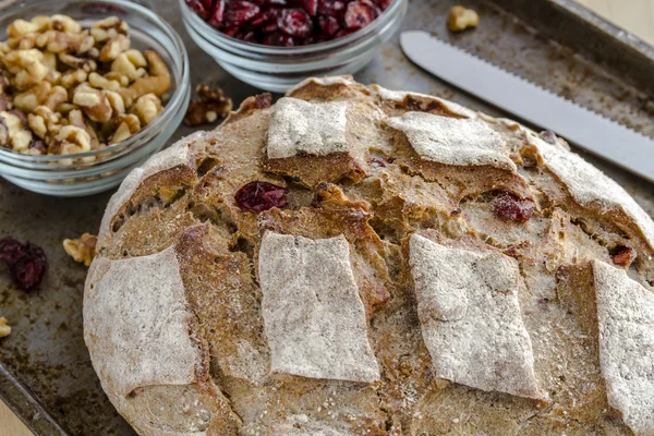 Fresh Baked Cranberry Walnut Bread — Stock Photo, Image