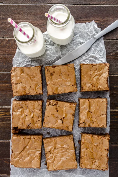 自家製ダブル チョコレート チャンク ブラウニー — ストック写真