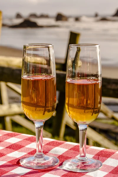 Zonsondergang picknick op Oceaan kijken — Stockfoto