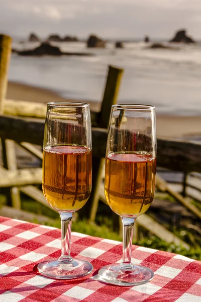 Zonsondergang picknick op Oceaan kijken — Stockfoto