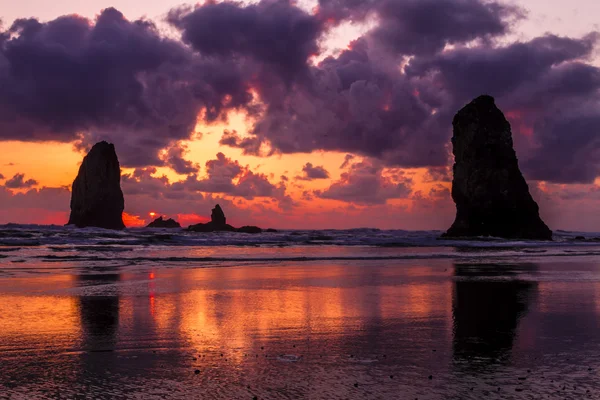 Západ slunce v Seaside Oregon — Stock fotografie