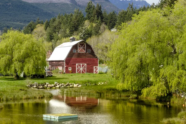 Brinnon Washington Barn by Pond — Stock Photo, Image