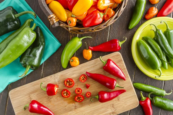 Hot Sweet and Chili Pepper Varieties — Stock Photo, Image