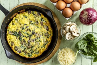 Ispanaklı mantarlı ve yumurta Frittata