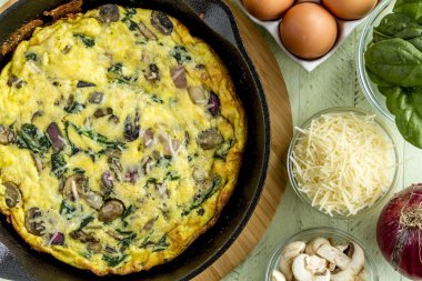 Ispanaklı mantarlı ve yumurta Frittata