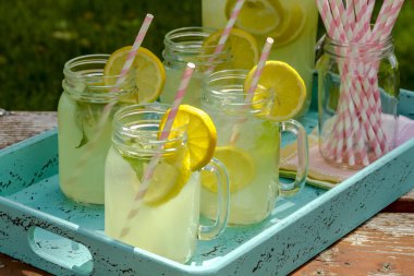 Verandada limonata taze sıkılmış