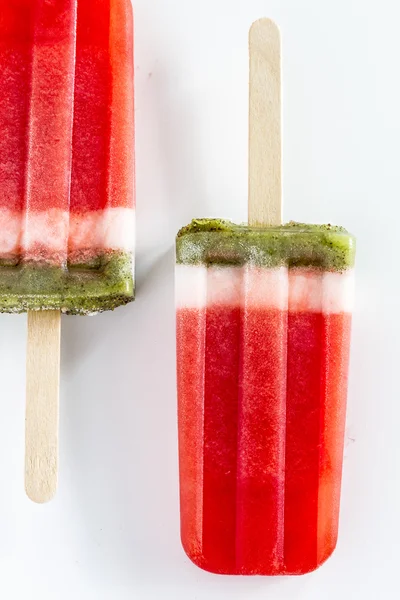 Frozen Watermelon and Kiwi Popsicles — Stock Photo, Image