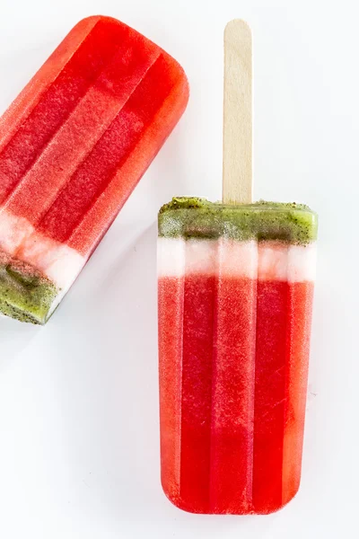 Frozen Watermelon and Kiwi Popsicles — Stock Photo, Image