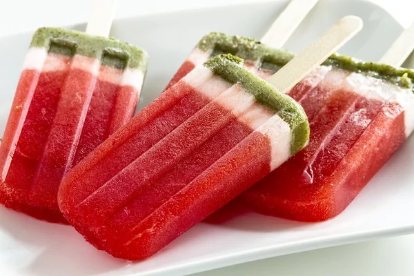 Frozen Watermelon and Kiwi Popsicles — Stock Photo, Image