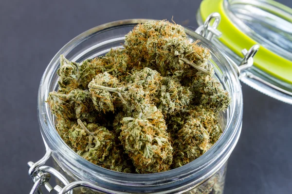 Medical Marijuana Buds on Black Background — Stock Photo, Image