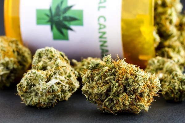 Medical Marijuana Buds on Black Background — Stock Photo, Image