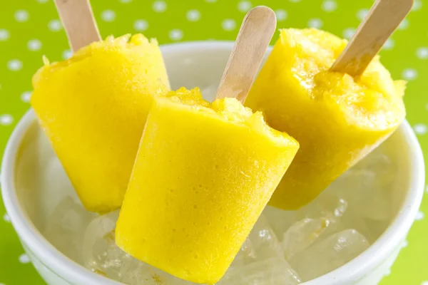 Homemade Fresh Pureed Fruit Frozen Popsicles — Stock Photo, Image