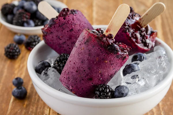 Homemade Fresh Pureed Fruit Frozen Popsicles — Stock Photo, Image