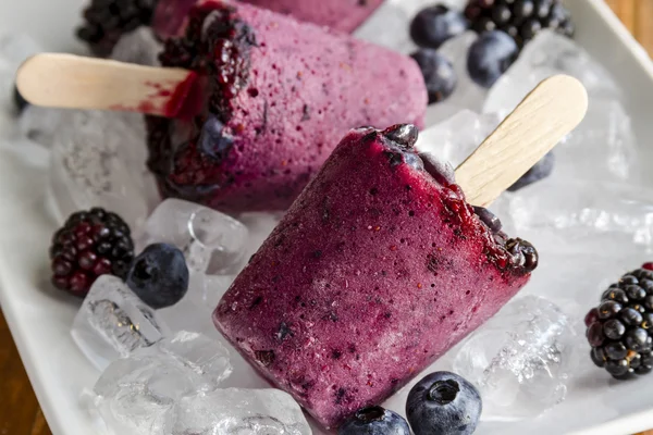 Fruits frais en purée maison surgelés Popsicles — Photo