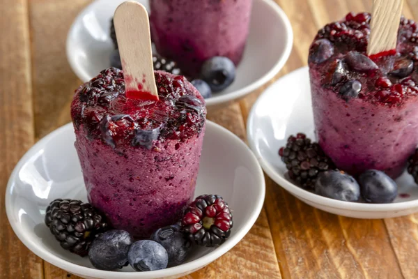 Paletas congeladas caseras de fruta pura fresca — Foto de Stock