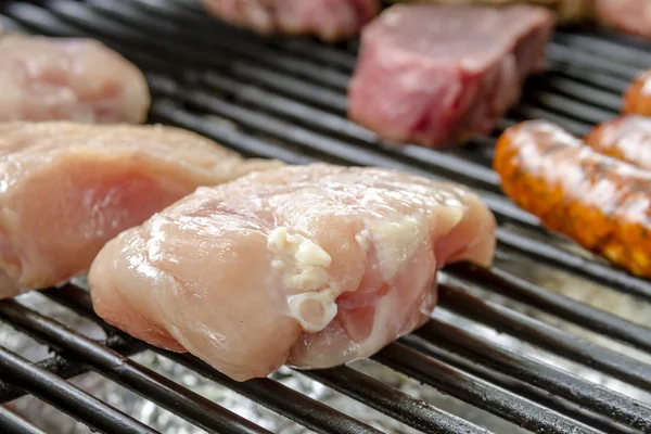 Carnes a la parrilla en picnic al aire libre —  Fotos de Stock