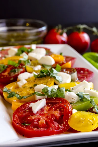 Slices of vine ripe tomato varieties — Stock Photo, Image