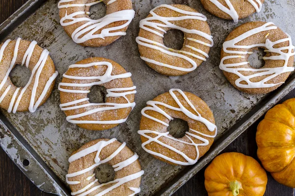 Hjemmelaget kanelbolle med gresskarsmultringer – stockfoto