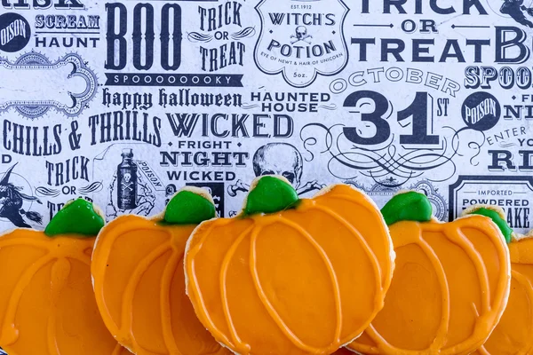 Homemade Frosted Pumpkin Sugar Cookies — Stock Photo, Image