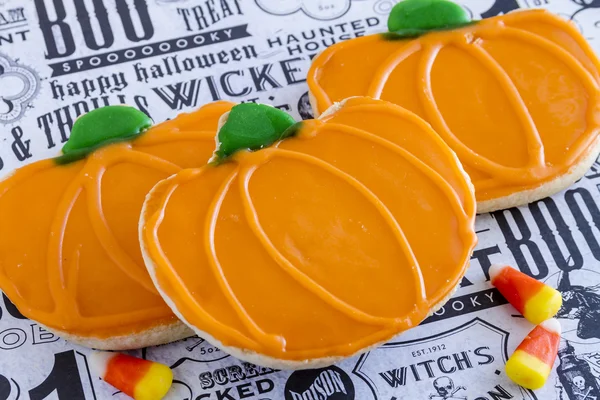 Homemade Frosted Pumpkin Sugar Cookies — Stock Photo, Image