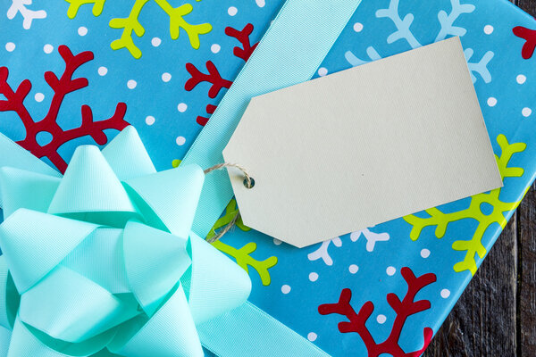 Wrapped Christmas Presents with Tag