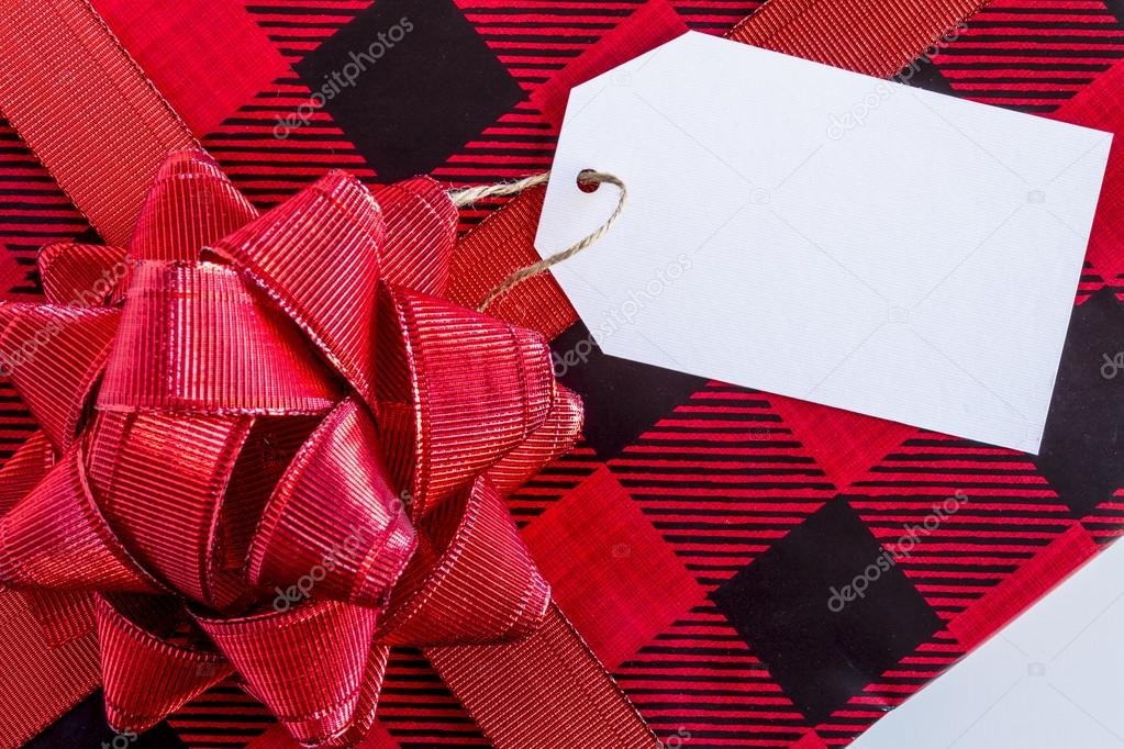 Wrapped Christmas Presents with Tag