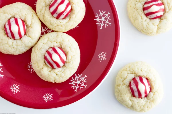 Caseiro Candy Cane Beijo Cookies — Fotografia de Stock