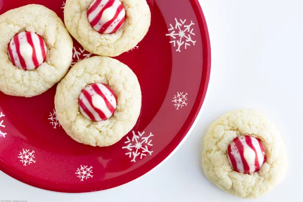 Homemade Candy Cane Kiss Cookies — Stock Photo, Image