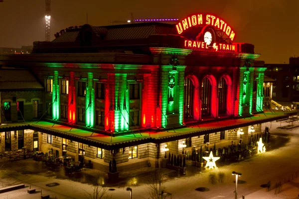 Denver Union Station Luces de vacaciones — Foto de Stock