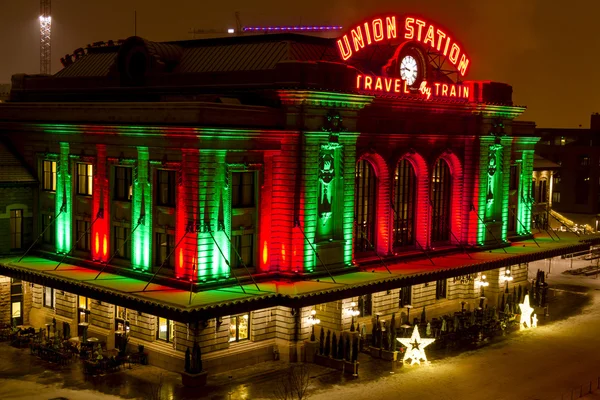 Denver Union Station Luces de vacaciones — Foto de Stock