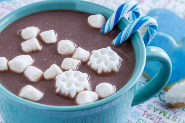 Horká čokoláda s bonbóny a soubory cookie — Stock fotografie