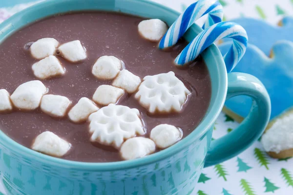 Horká čokoláda s bonbóny a soubory cookie — Stock fotografie