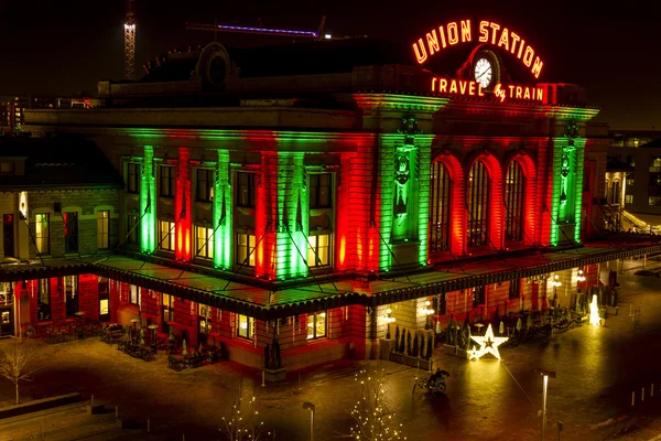 Lumières de vacances 2015 à la gare Union Denver — Photo