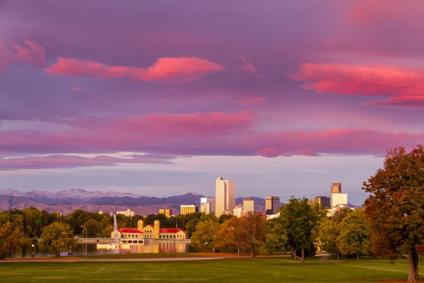 Denver Colorado Skyline da City Park — Foto Stock