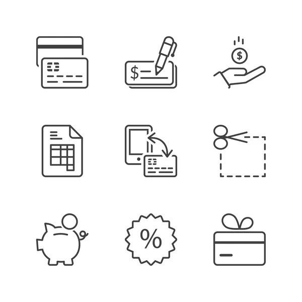 Payment methods thin line icons — Stock Vector