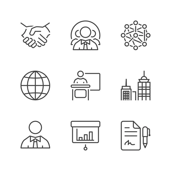 Iconos de línea delgada de negocios básicos — Archivo Imágenes Vectoriales