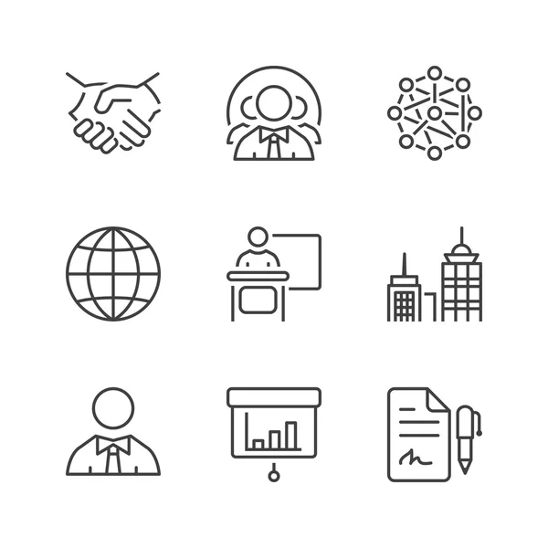 Iconos de línea delgada de negocios básicos — Vector de stock