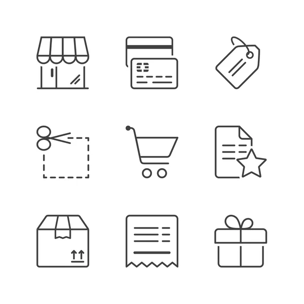 Icônes de base ligne mince shopping 2 — Image vectorielle