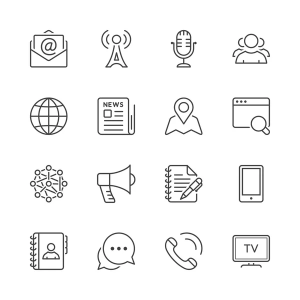 Iconset de ligne média de base — Image vectorielle