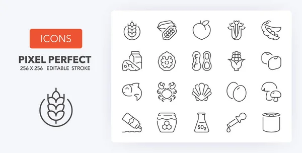 Alérgenos Alimentarios Incluidas Las Alergias Esbozadas Por Autoridad Europea Seguridad — Archivo Imágenes Vectoriales