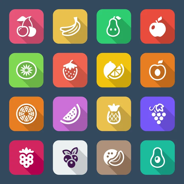 Iconset de frutas planas — Vetor de Stock