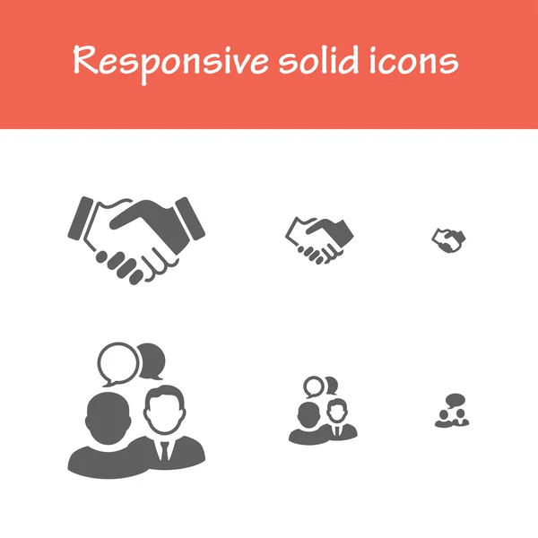 Icônes de réunion solides sensibles — Image vectorielle