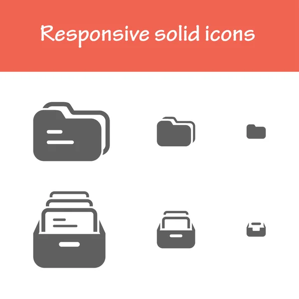 Responsive solid folder -file iconos — Vector de stock