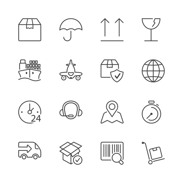 Thin Line Iconset Logistik — Stockvektor