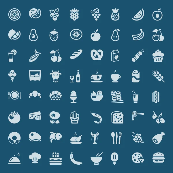 Élelmiszer iconset kék — Stock Vector