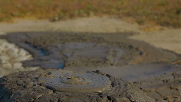 Slow Bubbling Volcano Mud — Stock Video